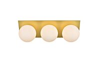 Jillian 3-Light Bathroom Vanity Light Sconce in Brass and frosted white