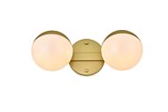 Majesty 2-Light Bathroom Vanity Light Sconce in Brass and frosted white