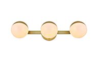 Majesty 3-Light Bathroom Vanity Light Sconce in Brass and frosted white