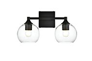 Foster 2-Light Bathroom Vanity Light Sconce in Black and Clear