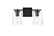 Kacey 2-Light Bathroom Vanity Light Sconce in Black and Clear