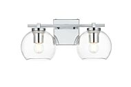 Juelz 2-Light Bathroom Vanity Light Sconce in Chrome and Clear