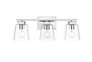 Merrick 3-Light Bathroom Vanity Light Sconce in Chrome and Clear