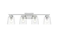 Merrick 4-Light Bathroom Vanity Light Sconce in Chrome and Clear