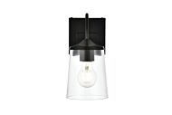 Avani 1-Light Bathroom Vanity Light Sconce in Black and Clear