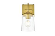 Avani 1-Light Bathroom Vanity Light Sconce in Brass and Clear