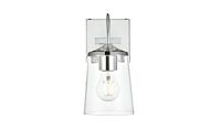 Avani 1-Light Bathroom Vanity Light Sconce in Chrome and Clear