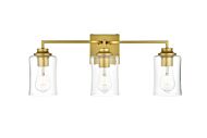 Ronnie 3-Light Bathroom Vanity Light Sconce in Brass and Clear