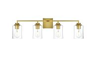 Ronnie 4-Light Bathroom Vanity Light Sconce in Brass and Clear