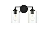 Mayson 2-Light Bathroom Vanity Light Sconce in Black and Clear