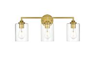 Mayson 3-Light Bathroom Vanity Light Sconce in Brass and Clear