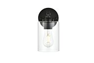 Mayson 1-Light Bathroom Vanity Light Sconce in Black and Clear