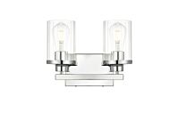 Saanvi 2-Light Bathroom Vanity Light Sconce in Chrome and Clear