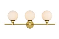 Cordelia 3-Light Bathroom Vanity Light Sconce in Brass and frosted white