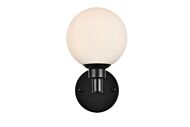 Cordelia 1-Light Bathroom Vanity Light Sconce in Black and frosted white