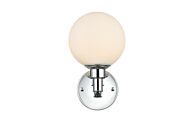 Cordelia 1-Light Bathroom Vanity Light Sconce in Chrome and frosted white