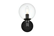 Jaelynn 1-Light Bathroom Vanity Light Sconce in Black and Clear