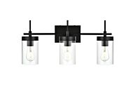 Benny 3-Light Bathroom Vanity Light Sconce in Black and Clear