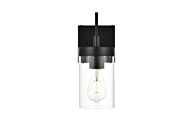 Benny 1-Light Bathroom Vanity Light Sconce in Black and Clear