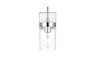 Benny 1-Light Bathroom Vanity Light Sconce in Chrome and Clear