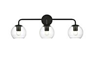 Genesis 3-Light Bathroom Vanity Light Sconce in Black and Clear