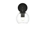 Genesis 1-Light Bathroom Vanity Light Sconce in Black and Clear