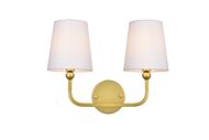 Colson 2-Light Bathroom Vanity Light Sconce in Brass and Clear