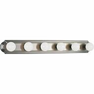 Broadway-Racetrack 6-Light Bathroom Vanity Light Vanity in Brushed Nickel