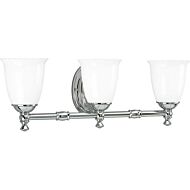 Victorian 3-Light Bathroom Vanity Light in Polished Chrome