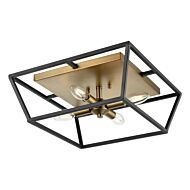 DVI Cabot Trail 4-Light Flush Mount in Brass and Graphite