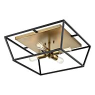 DVI Cabot Trail 4-Light Flush Mount in Brass and Graphite