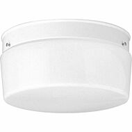 White Glass 2-Light Flush Mount in White