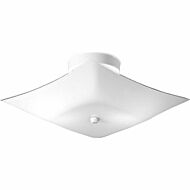 Square Glass 2-Light Flush Mount in White