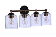 Coppa 4-Light Bathroom Vanity Light in Flat Black with Satin Brass