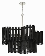 Freeform 10-Light Chandelier in Polished Nickel with Black Walnut