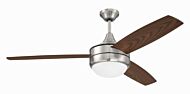 Phaze II 3-Blade 2-Light 52" Hanging Ceiling Fan in Brushed Polished Nickel