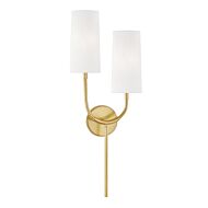 Vesper Two Light Wall Sconce in Aged Brass by Hudson Valley