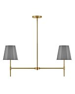 Blake 2-Light LED Linear Chandelier in Lacquered Brass