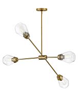 Livie 4-Light LED Chandelier in Lacquered Brass