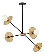 Lulu 4-Light LED Chandelier in Lacquered Brass