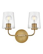 Kline 2-Light LED Bathroom Vanity Light in Heritage Brass