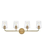 Kline 4-Light LED Bathroom Vanity Light in Heritage Brass