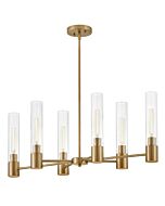 Shea 6-Light LED Linear Chandelier in Lacquered Brass