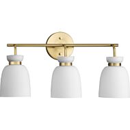 Lexie 3-Light Bathroom Vanity Light & Vanity in Brushed Gold