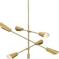 Cornett 6-Light Chandelier in Brushed Gold