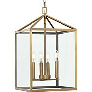 Hillcrest 4-Light Foyer Pendant in Vintage Brass