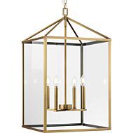 Hillcrest 4-Light Foyer Pendant in Vintage Brass