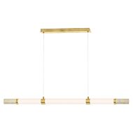 Travertine 3-Light LED Linear Pendant in Travertine with Gold