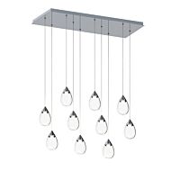 Dewdrop 10-Light LED Linear Pendant in Polished Chrome