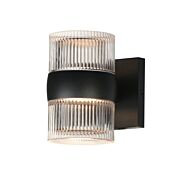 Modular 2-Light LED Outdoor Wall Sconce in Black